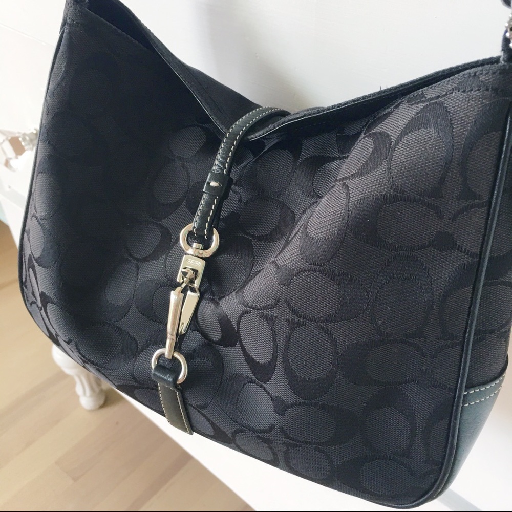 Coach Hamptons clip black hobo bag and wallet